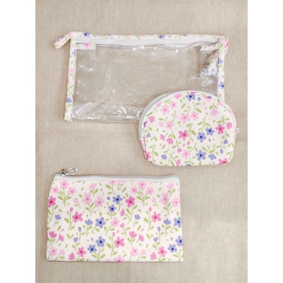 Lot de 3 trousses de toilette 24x14cm T007