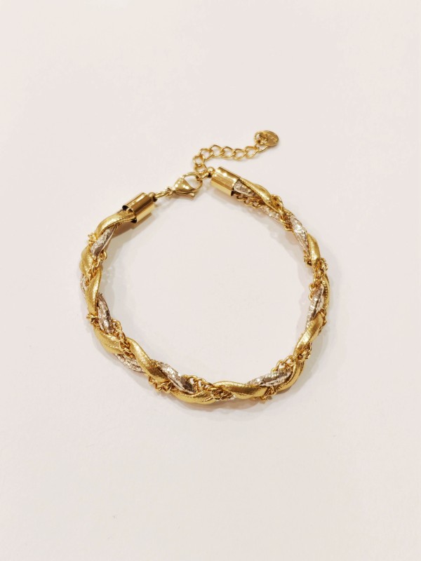 Bracelet en acier et simili cuir B339