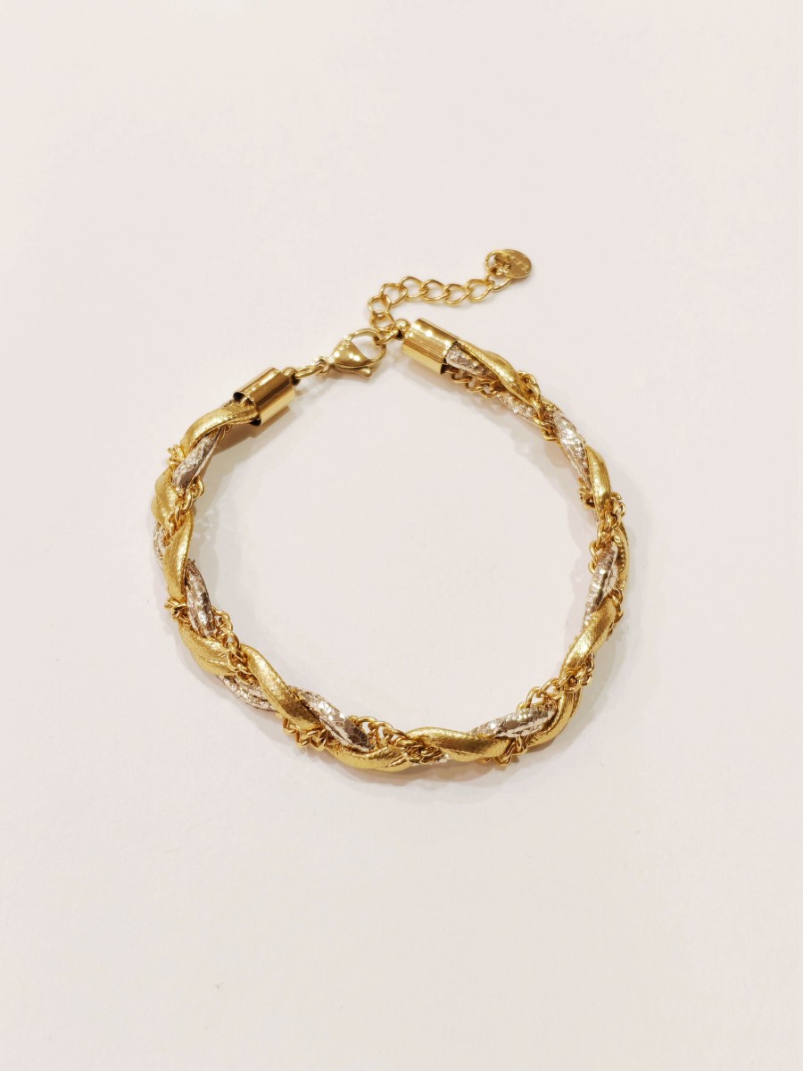 Bracelet en acier et simili cuir B339